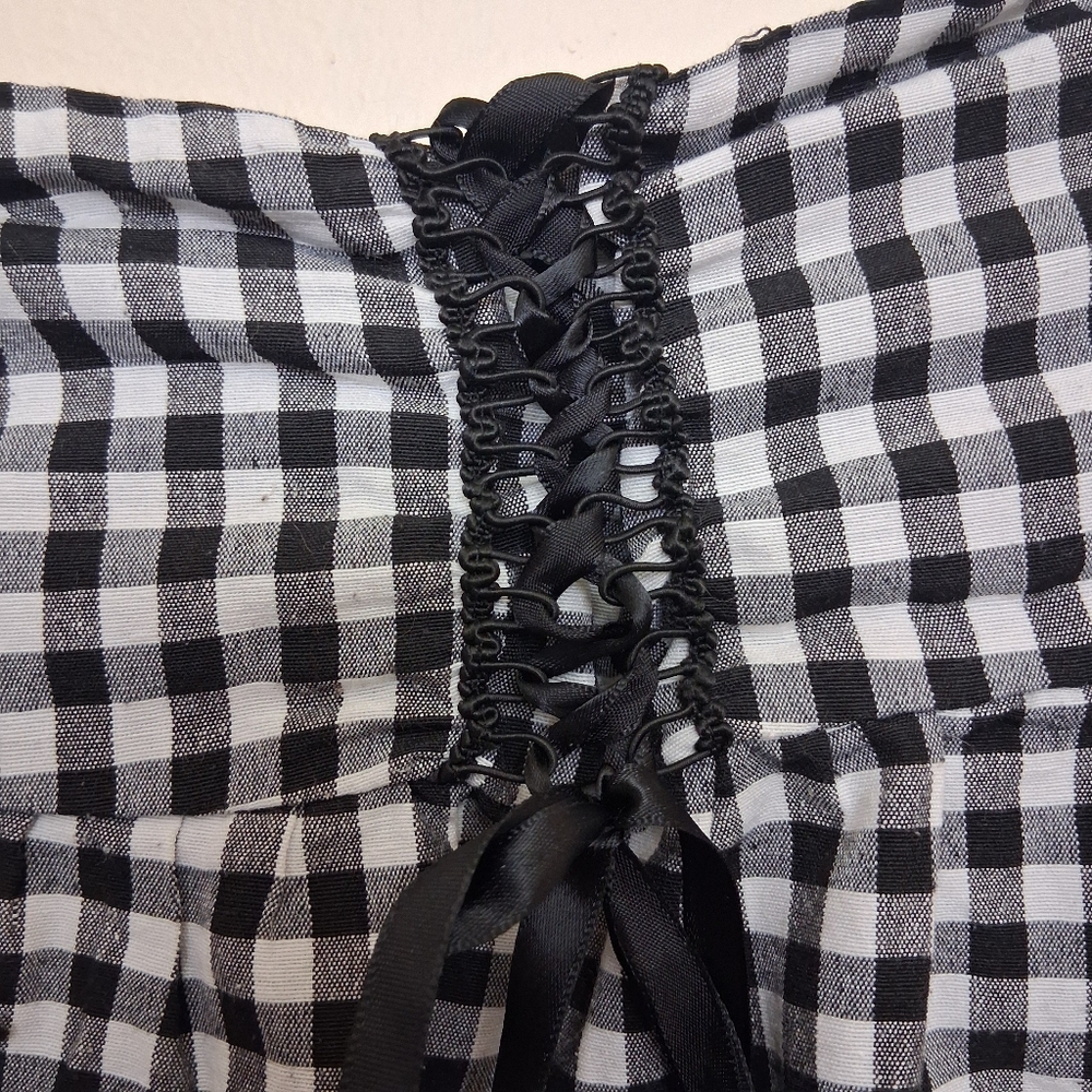 Plaid Mesh Lace Up Mini Skirt Fairycore  Grunge Goth S/M - Picture 3 of 8